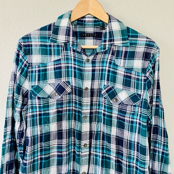 Theory Plaid Button Down - Picture 4 of 11